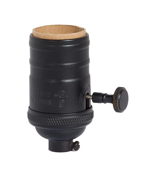Premium Satin Black Finish E-26 Heavy Turned Brass Knob Lamp Socket, 3 ...