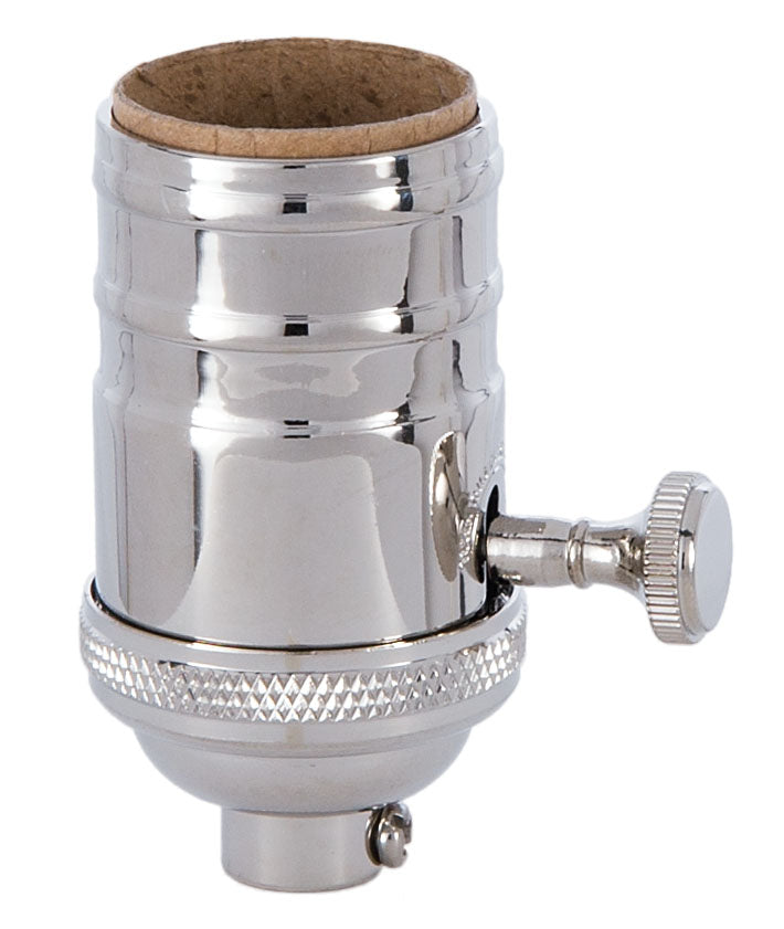 Heavy Turned Brass Socket w/Brass Knob, NICKEL Plated Finish, No UNO - Choice of Interior Function