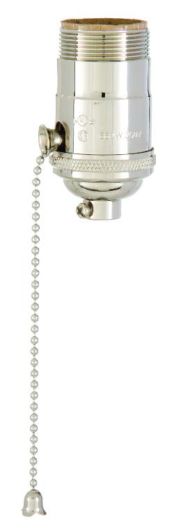 Polished & Lacquered Brass Pull Chain Early Electric Style Lamp Socket, Pull Chain, On/Off Function, Uno Thread