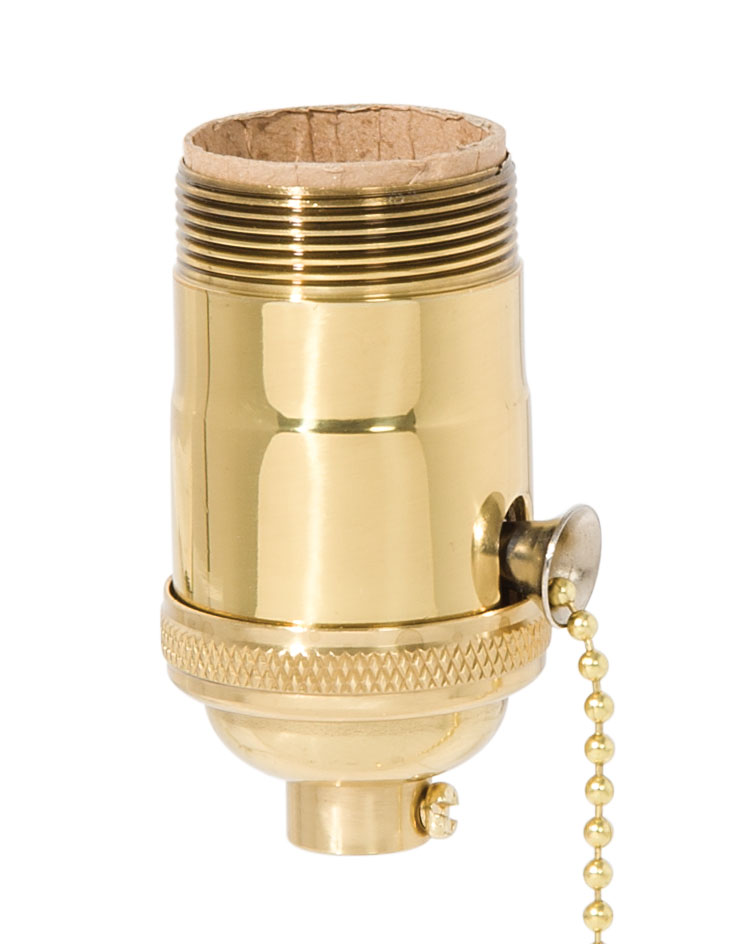 Heavy Turned Brass Socket with Polished & Lacquered Finish, On/Off Pull Chain function, UNO Thread
