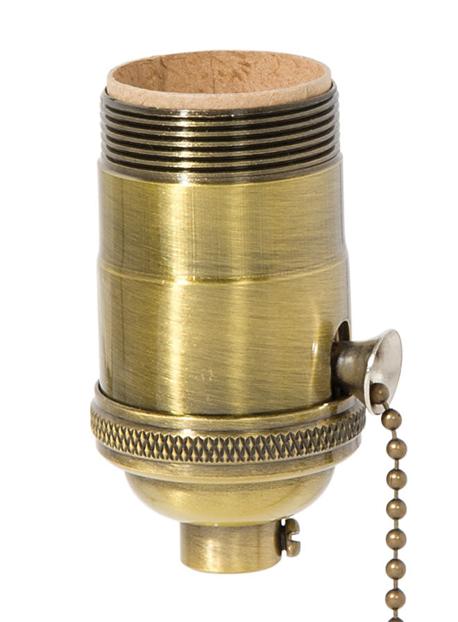 Heavy Turned Brass Socket with Antique BRASS Finish, On/Off Pull Chain function, UNO Thread