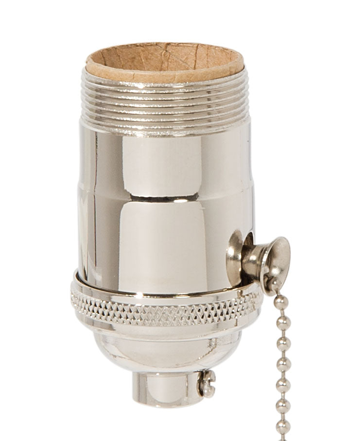 Heavy Turned Brass Socket with Nickel Plated Finish, On/Off Pull Chain function, UNO Thread