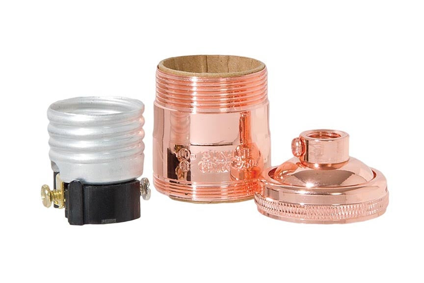 Premium Polished Copper Finish Heavy Turned Brass Keyless Short Socket, UNO Thread
