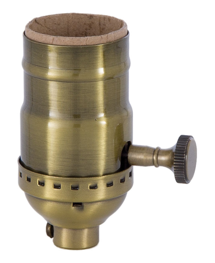 Antique Brass Turn Knob Early Electric Industrial Style Lamp Sockets, No UNO - Choice of Interior 