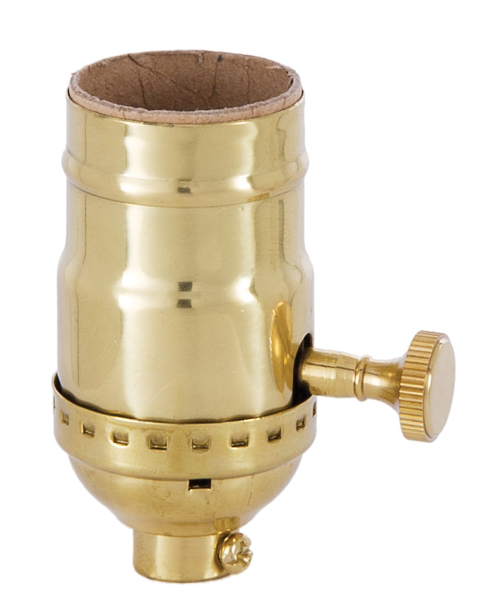 Polished & Lacquered Finish Brass Turn Knob Industrial Style Lamp Socket, No UNO - Choice of Interior