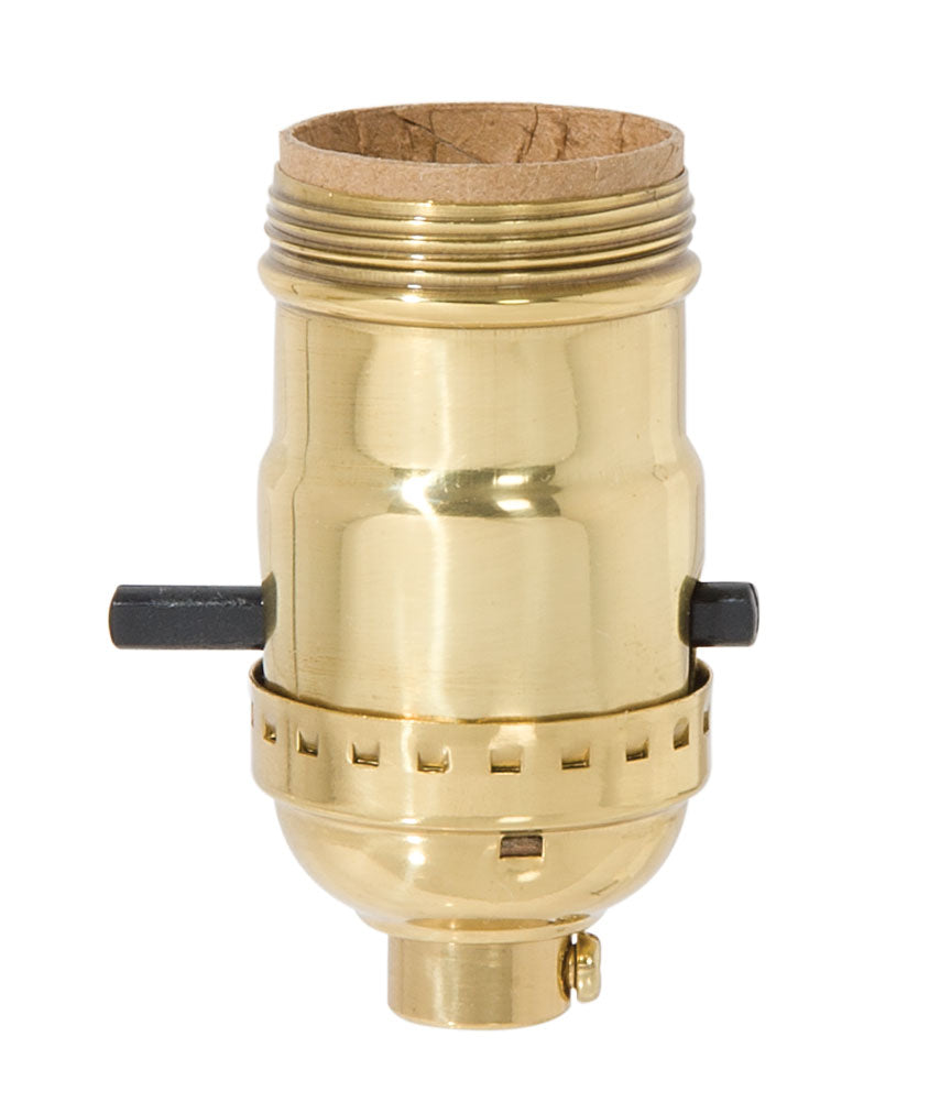 Brass Early Electric Style Lamp Socket, Polished & Lacquered Finish, Push-Thru, On/Off function, UNO Thread Shell