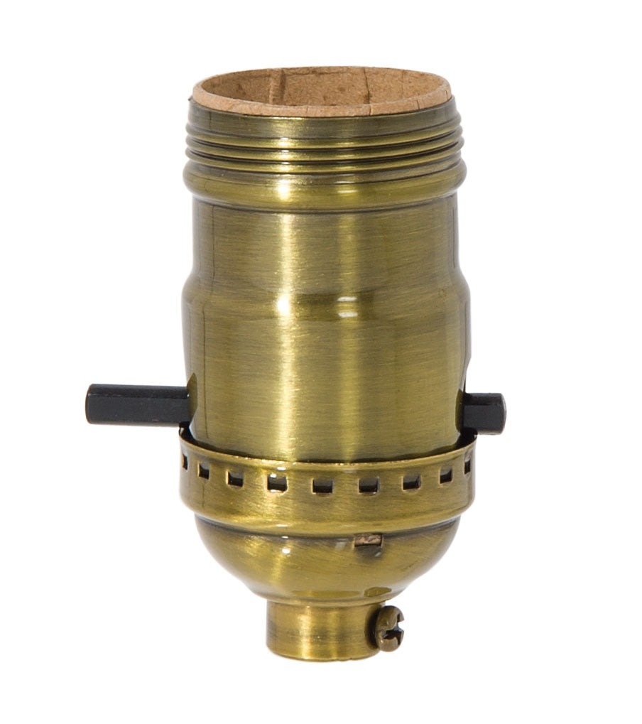 Brass Early Electric Style Lamp Socket, Antique BRASS Finish, Push-Thru, On/Off function, UNO Thread Shell