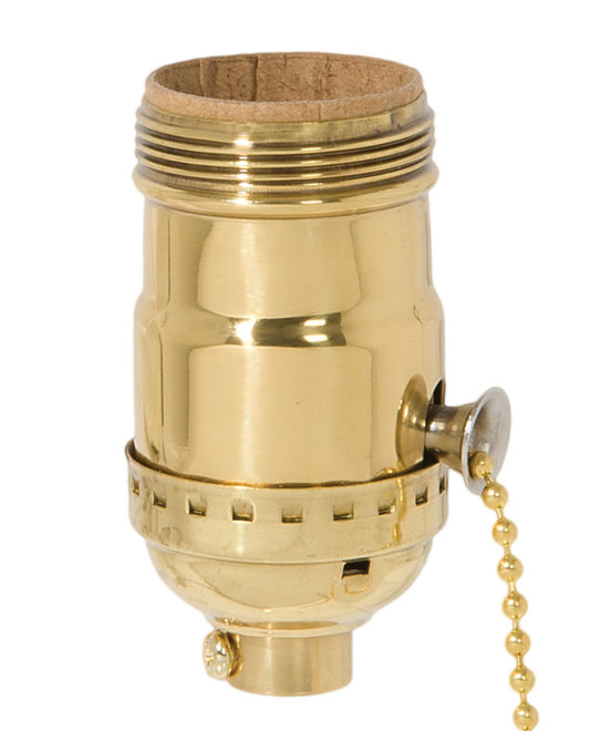 Polished & Lacquered Brass Pull Chain Early Electric Style Lamp Socket, Pull Chain, On/Off function, UNO Thread