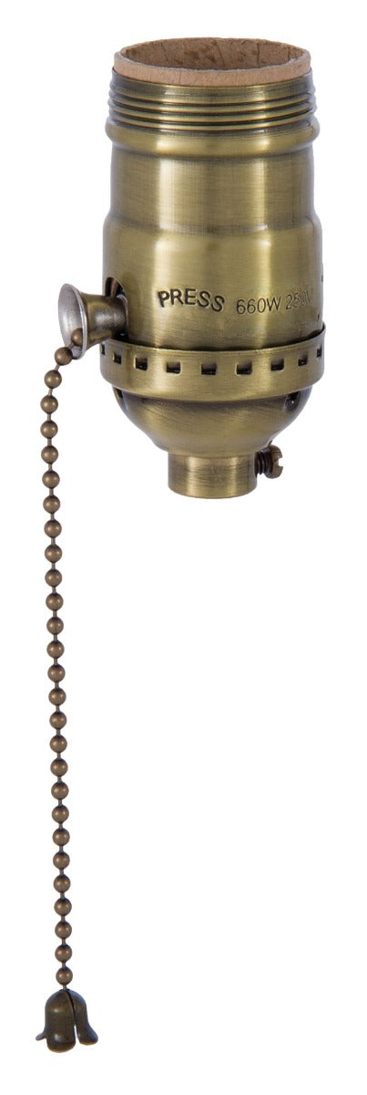 Antique BRASS Finish Brass Pull Chain Early Electric Style Lamp Socket, Pull Chain, On/Off function, UNO Thread