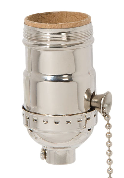 Nickel Plated Finish Brass Pull Chain Early Electric Style Lamp Socket, Pull Chain, On/Off function, UNO Thread