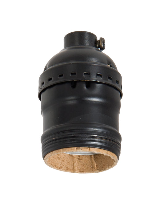 Satin Black Finish Brass E-26 Short Keyless Lamp Socket,  UNO Threads