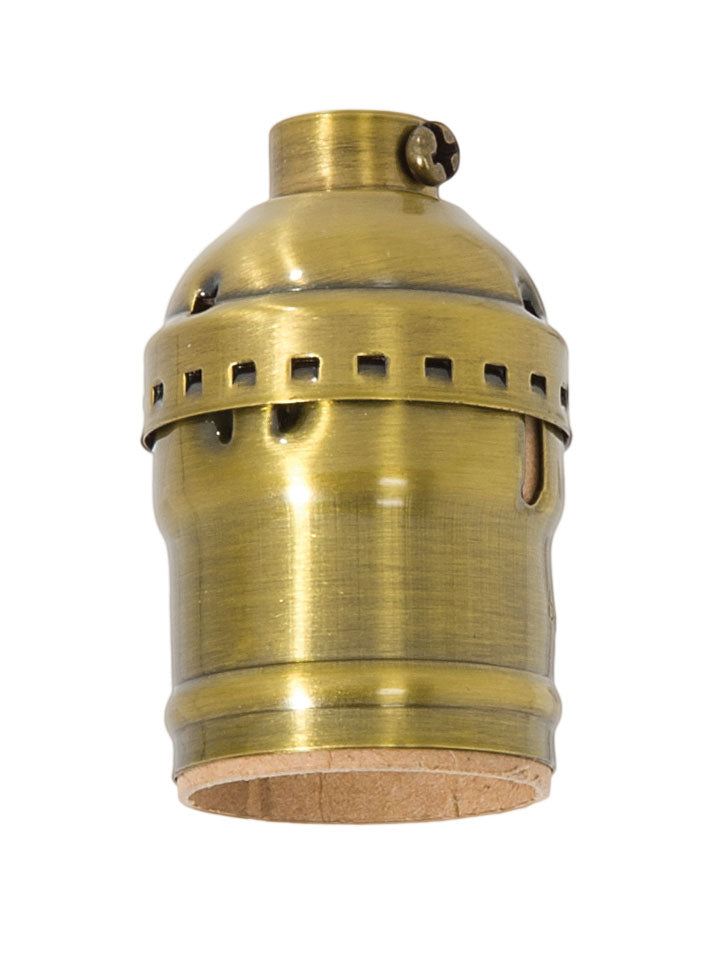 Keyless Early Electric Style Lamp Socket, Antique BRASS Finish, No UNO thread