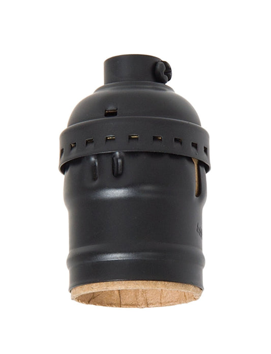 Satin Black Finish E-26 Brass Short Keyless Lamp Socket, No UNO Thread