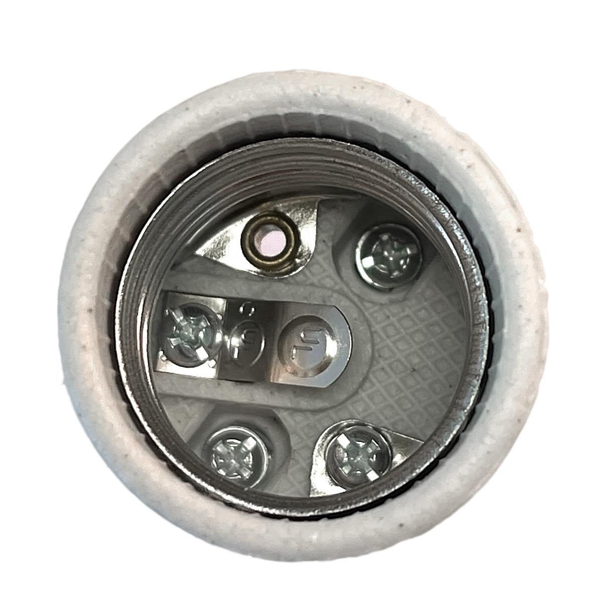 E26 Medium Porcelain Lamp Socket with 1/8F, 1/2" tall metal hickey and Easy Wire terminals, 250V, 660W (48306)