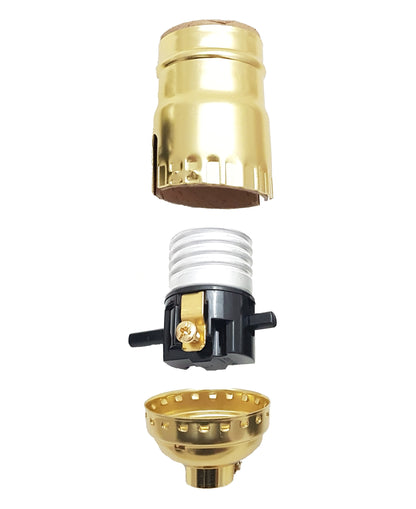 Table Lamp Wiring Kit with Push-Thru Socket, Adjustable Harp, and Brass Plated Finish