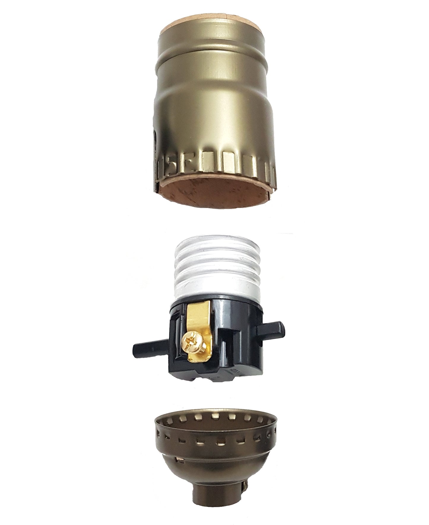 Push-Thru Medium Base Lamp Socket with Antique Brass Finish