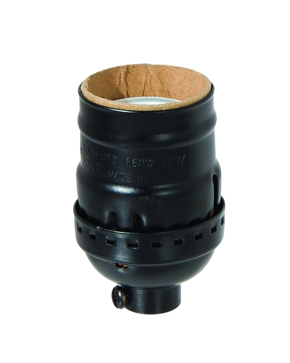 Metal Satin Black Finish Short Keyless E-26 Lamp Socket Shell, 1/8 IPS ...