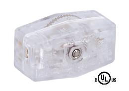Clear Silver Inline ON-OFF Rotary Lamp Cord Switch, Your Choice to Fit SPT-1 or SPT-2 Lamp Cord
