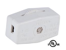 White Inline ON-OFF Rotary Lamp Switch, Your Choice to Fit SPT-1 or SPT-2 Lamp Cord