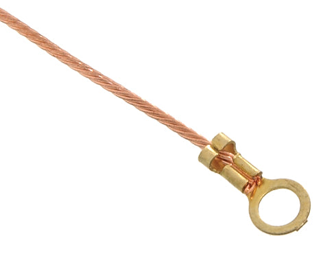 8-32 Brass Ground Lug w/ 9" Bare Copper Wire (Slips 5/32" diameter screw)