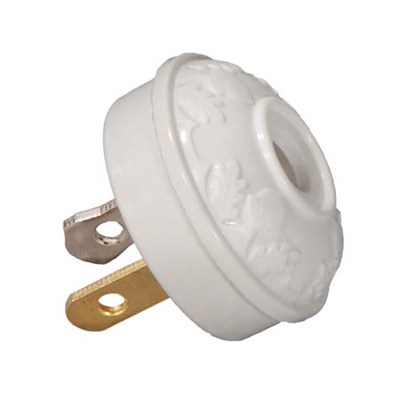 White Acorn Style Early Lamp Plug