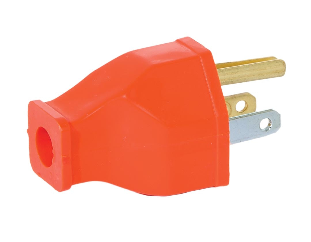 Cooper Brand Industrial Style 2-Pole, 3-Wire Grounded Orange Plug, Fits SVT & SJT Wire 