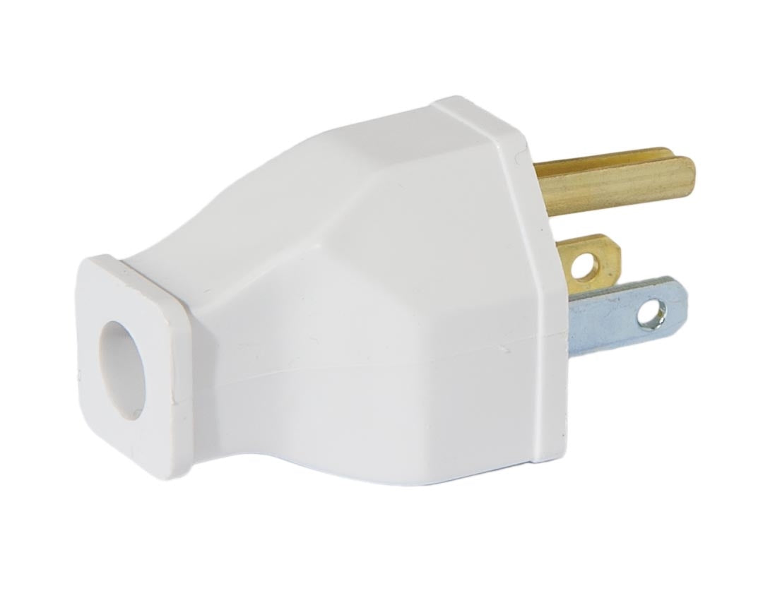 Cooper Brand Industrial Style 2-Pole, 3-Wire Grounded White Plug, Fits SVT & SJT Wire 