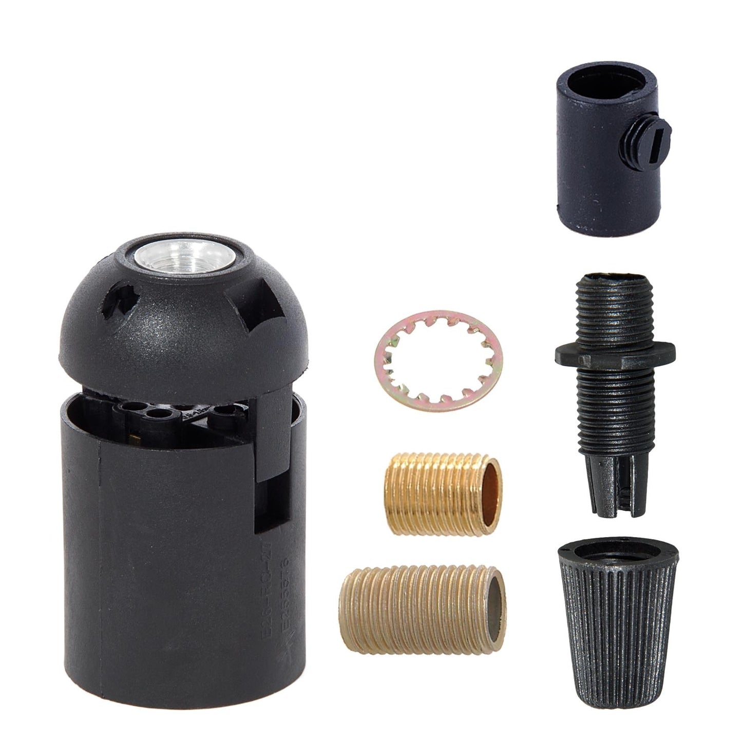 Satin Brass E-26 Lamp Socket Cup with COMPLETE with Socket and Mounting Hardware