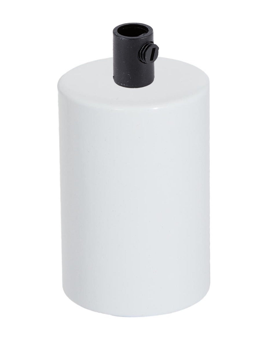 Glossy White Finish Steel E-26 Lamp Socket Cup COMPLETE with Socket and Mounting Hardware