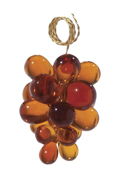 2" Amber Glass Grape Cluster - Hand Made