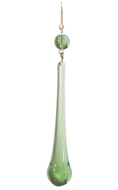 3" Green Teardrop Lamp Crystal, 4-3/8" overall length