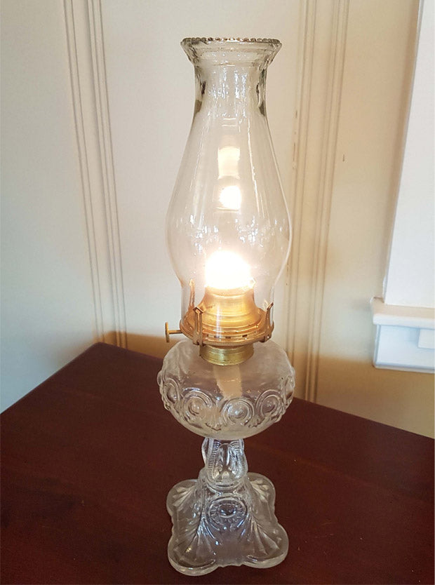 3" Fitter, 8-1/4" Tall Clear Beaded-Top Glass Lamp Chimney