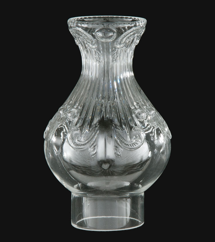  3" Fitter, 8-1/2" Tall Clear Embossed Princess Feather Chimney