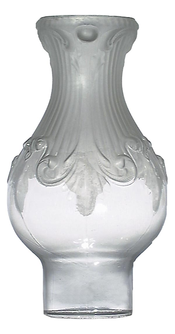  2 1/2" Fitter, 8-1/4" Tall Princess Feather Frosted & Clear Chimney