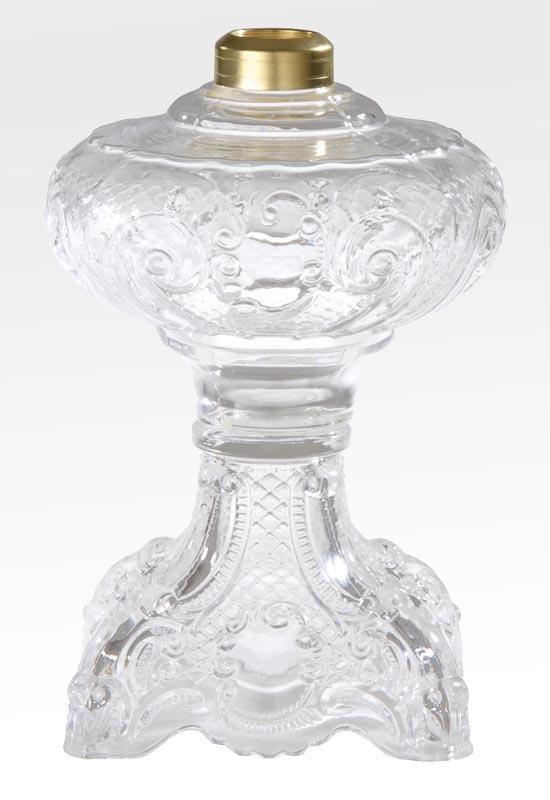 9-1/2" Clear Glass "Princess Feather" Oil Lamp Font