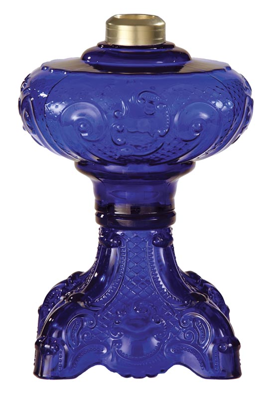 9-1/2" Cobalt Blue "Princess Feather" Oil Lamp Font