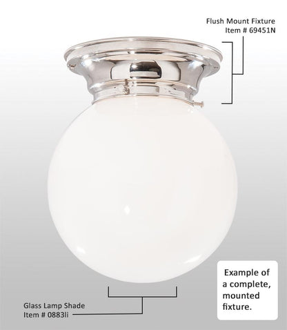 Complete Polished Nickel Finish Brass Lighting Fixture Includes Opal Glass Lamp Shade