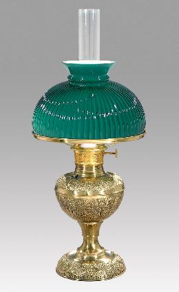 Early style embossed brass lamp
