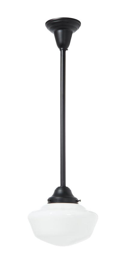 4 Inch Shade Fitter Satin Black Finish Brass Schoolhouse Style Pendant Fixture - No Shade