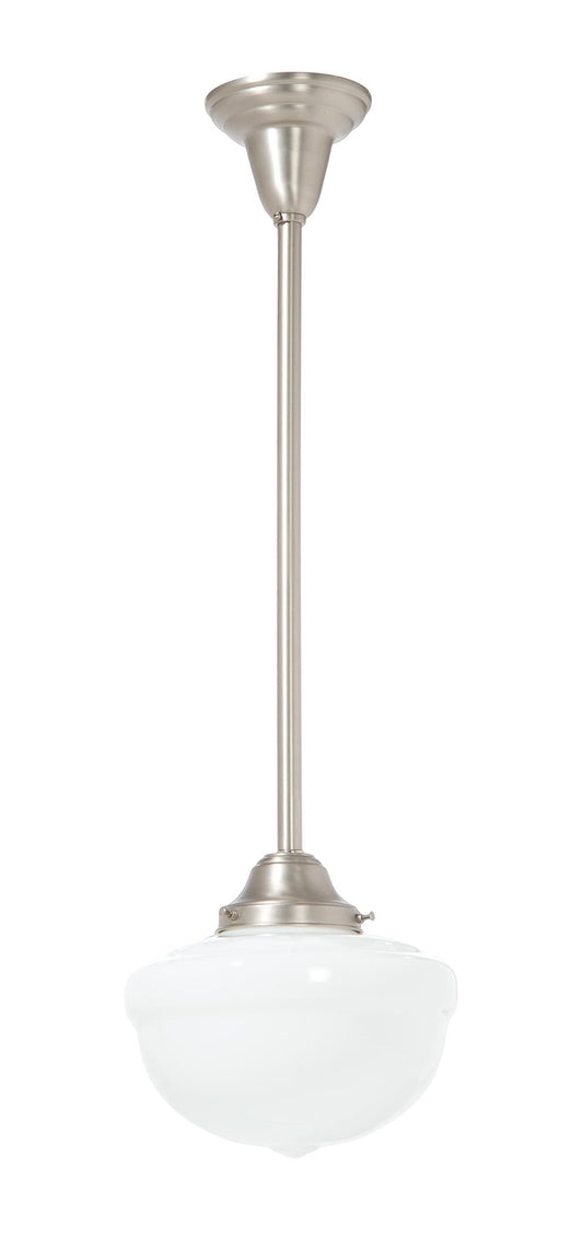 4 Inch Shade Fitter Satin Nickel Finish Brass Schoolhouse Style Pendant Fixture - No Shade