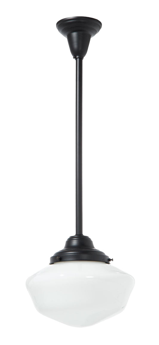 6 Inch Shade Fitter Satin Black Finish Brass Schoolhouse Style Pendant Fixture - No Shade