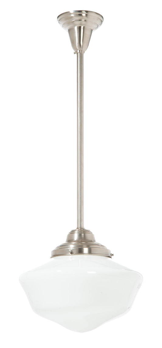 6 Inch Shade Fitter Satin Nickel Finish Brass Schoolhouse Style Pendant Fixture - No Shade