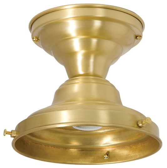 Satin Finish Wired Brass Schoolhouse Flush Mount Lighting Fixture - Choice of Fitter