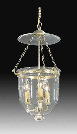 19th Century Hall Lantern with clear glass dome Brass Hardware