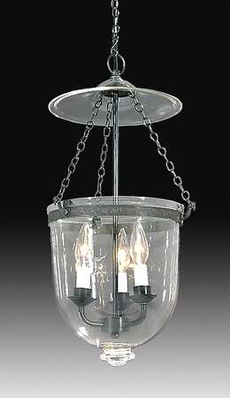 19th Century Hall Lantern with clear glass dome Antique Brass Hardware