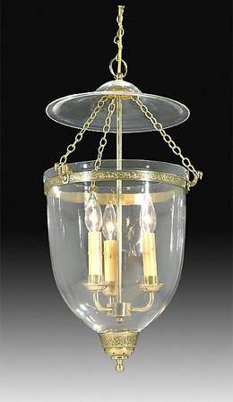19th Century Hall Lantern with clear glass dome Brass Hardware and Dome Finial