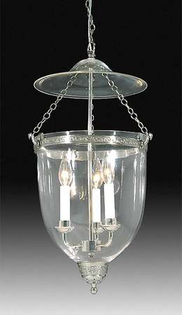 19th Century Hall Lantern with clear glass dome Nickel Hardware and Dome Finial