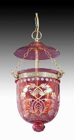 Tiny Hall Lantern with Cranberry Dome