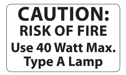 40 Watt Max. Light Bulb Label - 50 Piece Quantity 