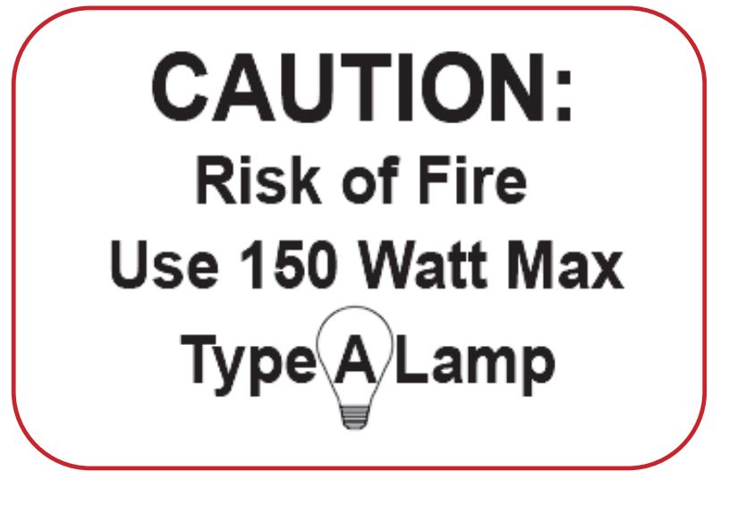50 Pieces 150 Watt Max Light Bulb Label